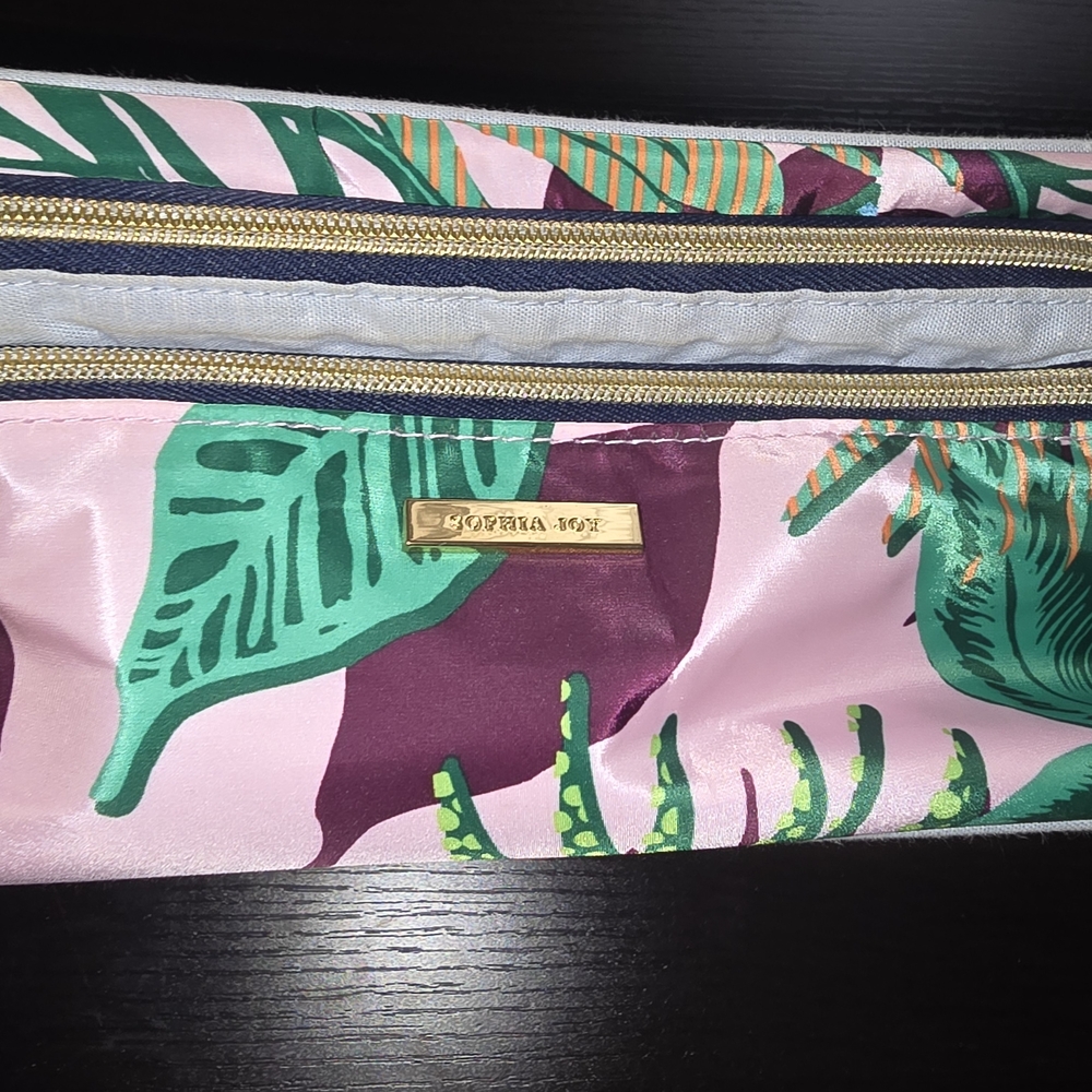Purple And Green Tropical Theme Makeup Travel Bag (From Target)